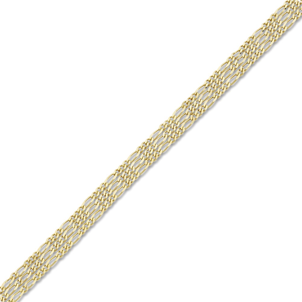 Triple Figaro Anklet 10K Yellow Gold 10\" Rjjnsg36