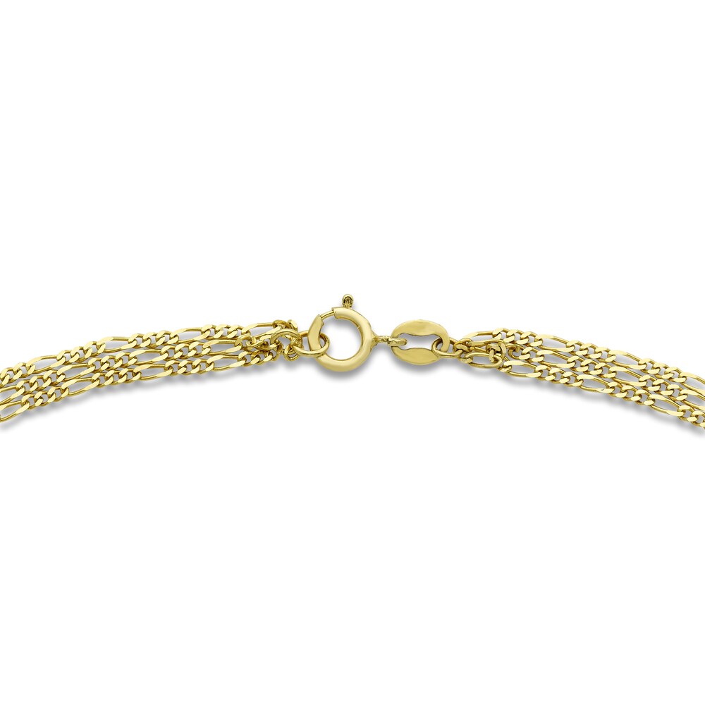 Triple Figaro Anklet 10K Yellow Gold 10\" Rjjnsg36