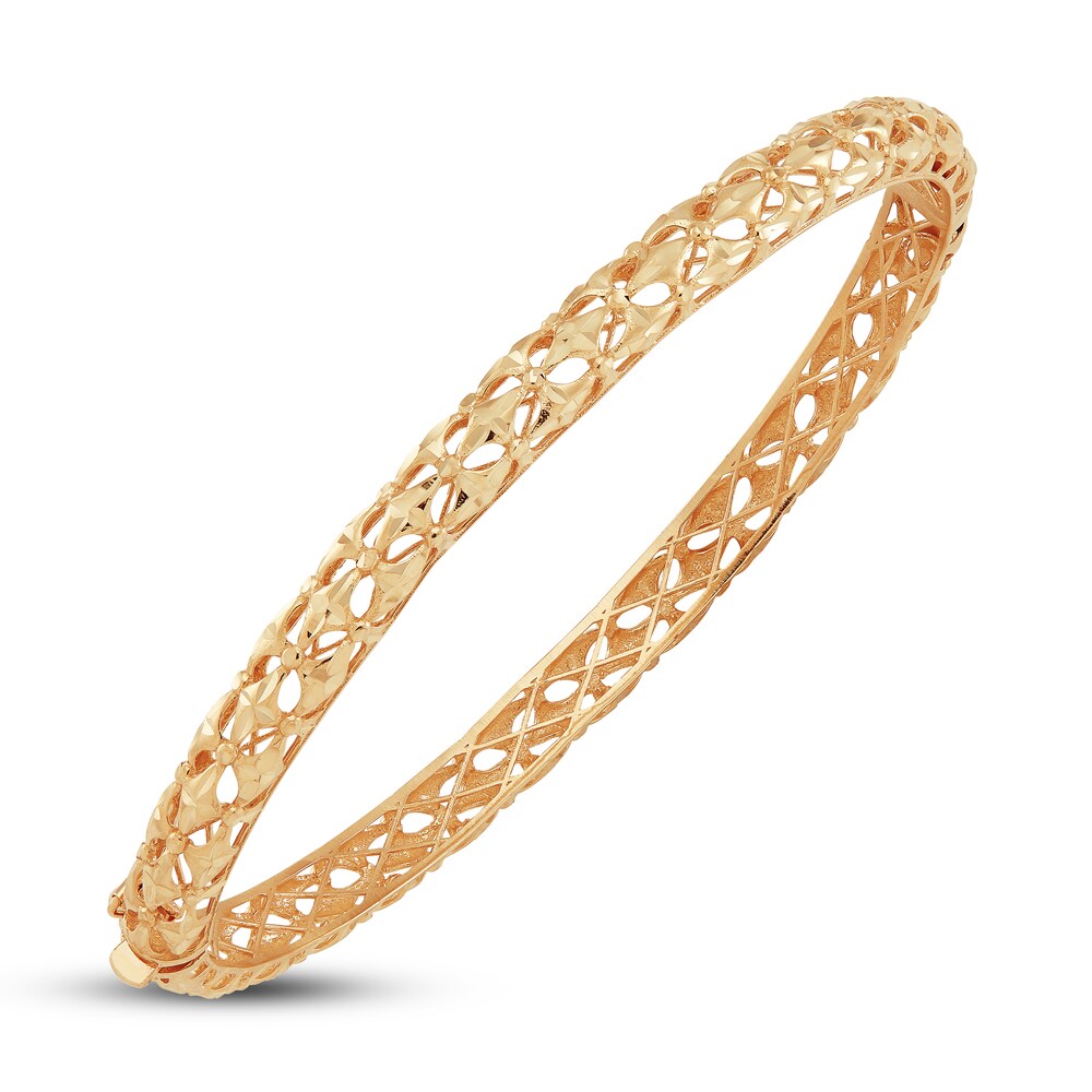 Italia D\'Oro Pierced Bangle Bracelet 14K Yellow Gold S1N2u3pj