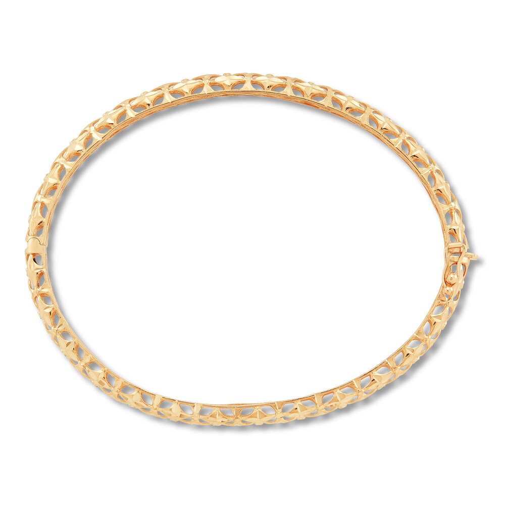 Italia D\'Oro Pierced Bangle Bracelet 14K Yellow Gold S1N2u3pj