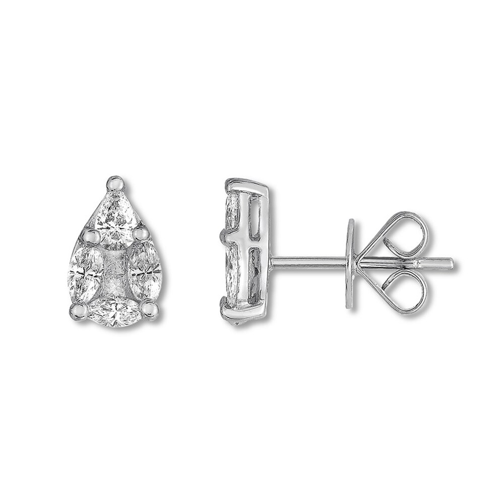 Diamond Earrings 3/4 ct tw Princess/Pear-shaped/Marquise 14K White Gold S8LO4AJ6
