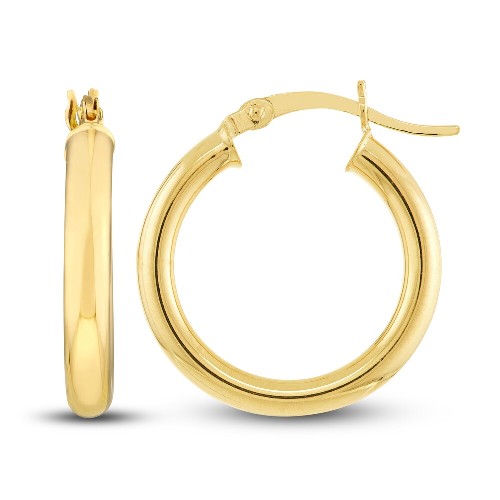 Polished Hoop Earrings 14K Yellow Gold 20mm S9FGJbAR