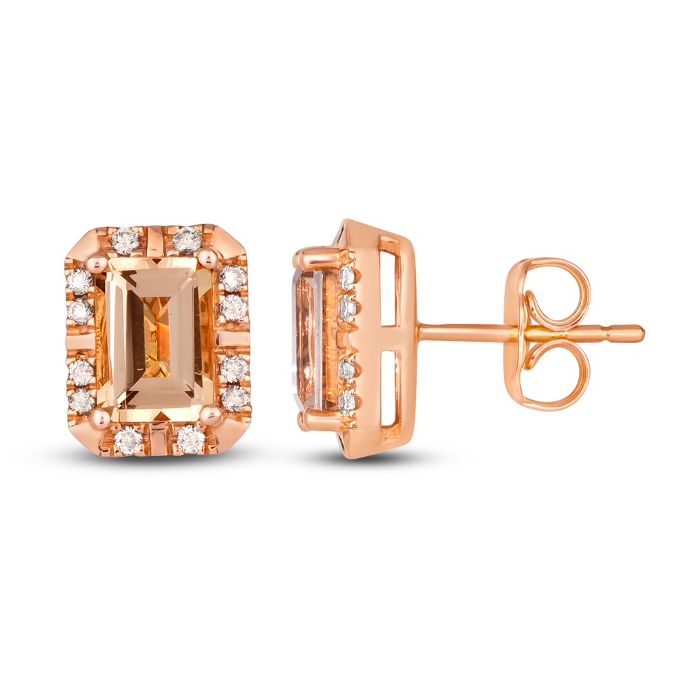 Le Vian Natural Morganite Stud Earrings 1/6 ct tw Diamonds 14K Strawberry Gold SWizJ4xM