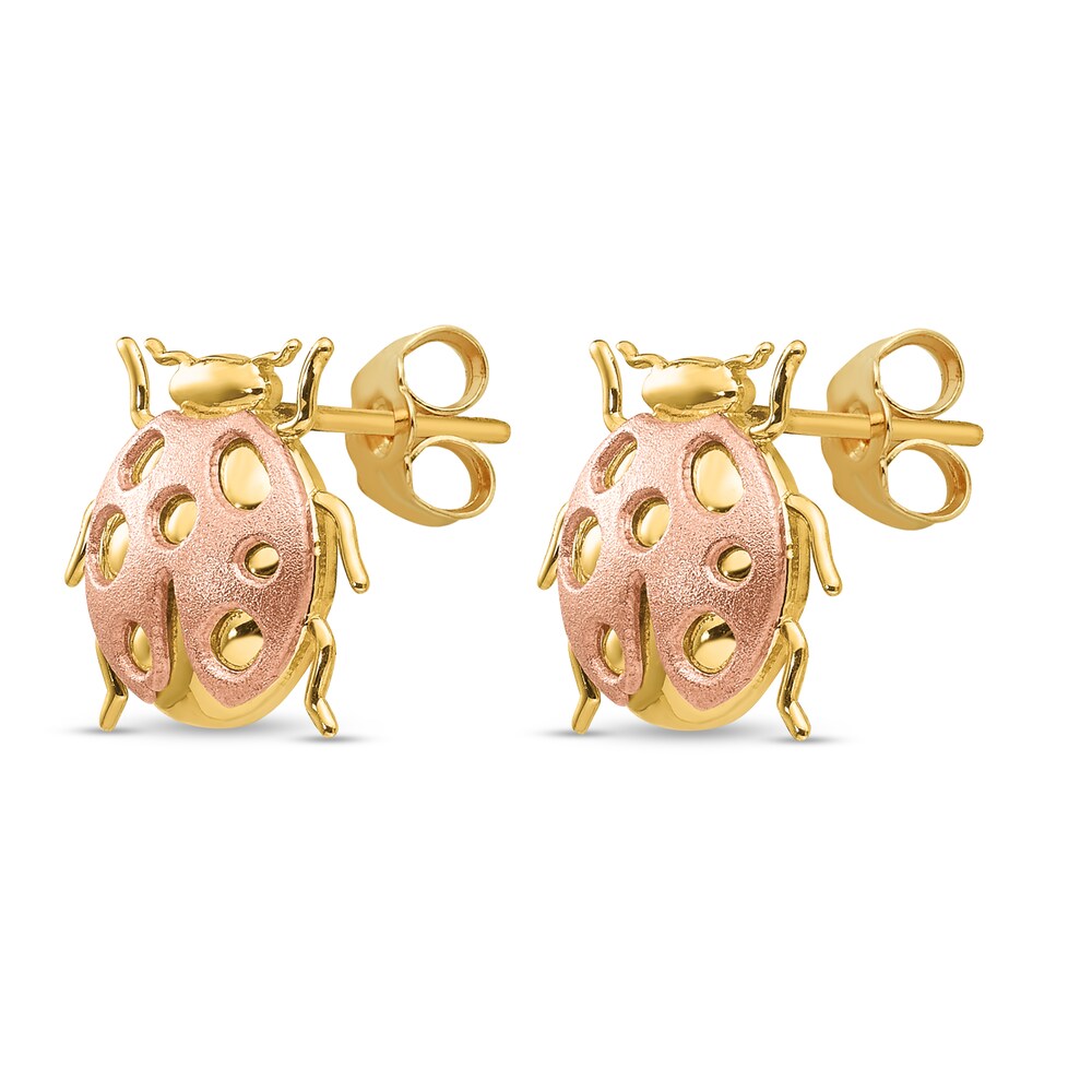 Ladybug Stud Earrings 14K Two-Tone Gold SdbCc6jP