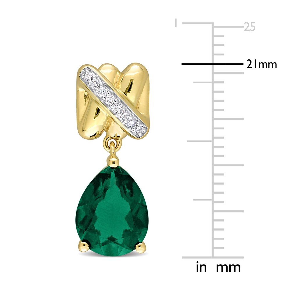 Lab-Created Emerald Earrings 1/15 Diamonds 14K Yellow Gold ShI2No5u