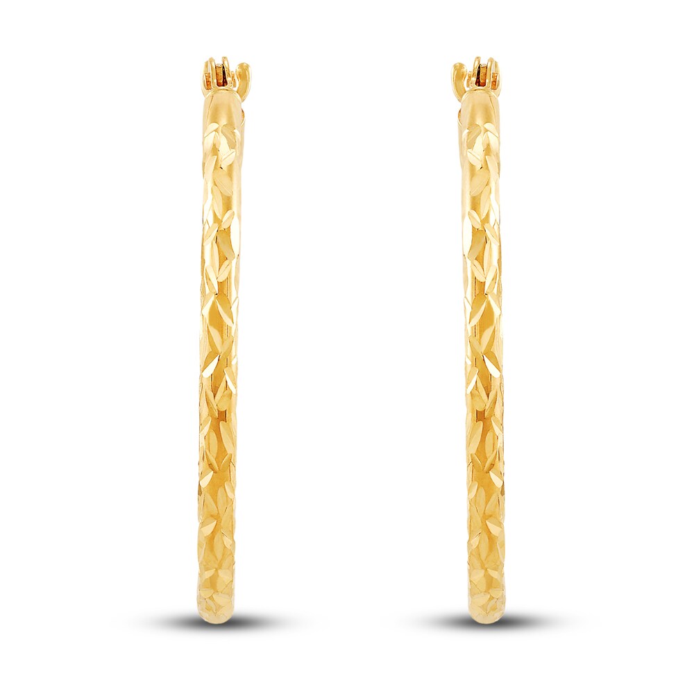 Diamond-Cut Round Tube Hoop Earrings 10K Yellow Gold 24mm Sirpq2Zo