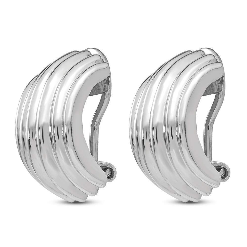 Clip-On Ball Hoop Earrings 14K White Gold Slt6FnC9