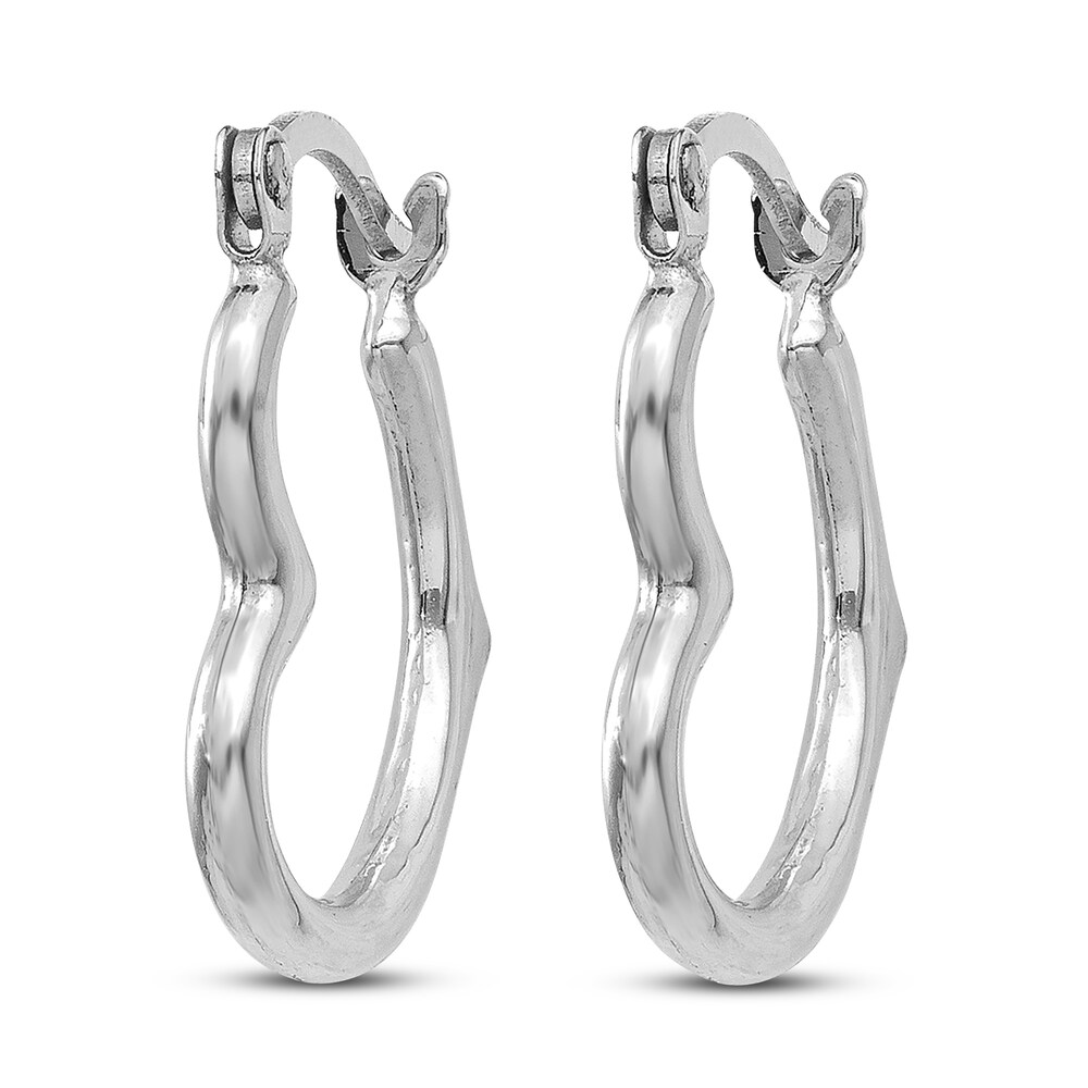 Heart Hoop Earrings 14K White Gold SowYozOl