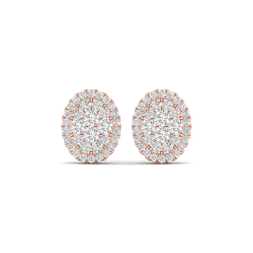 Colorless Diamond Earrings 1 ct tw Round 14K Rose Gold StmUph1C