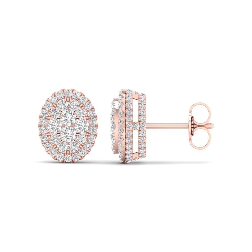 Colorless Diamond Earrings 1 ct tw Round 14K Rose Gold StmUph1C