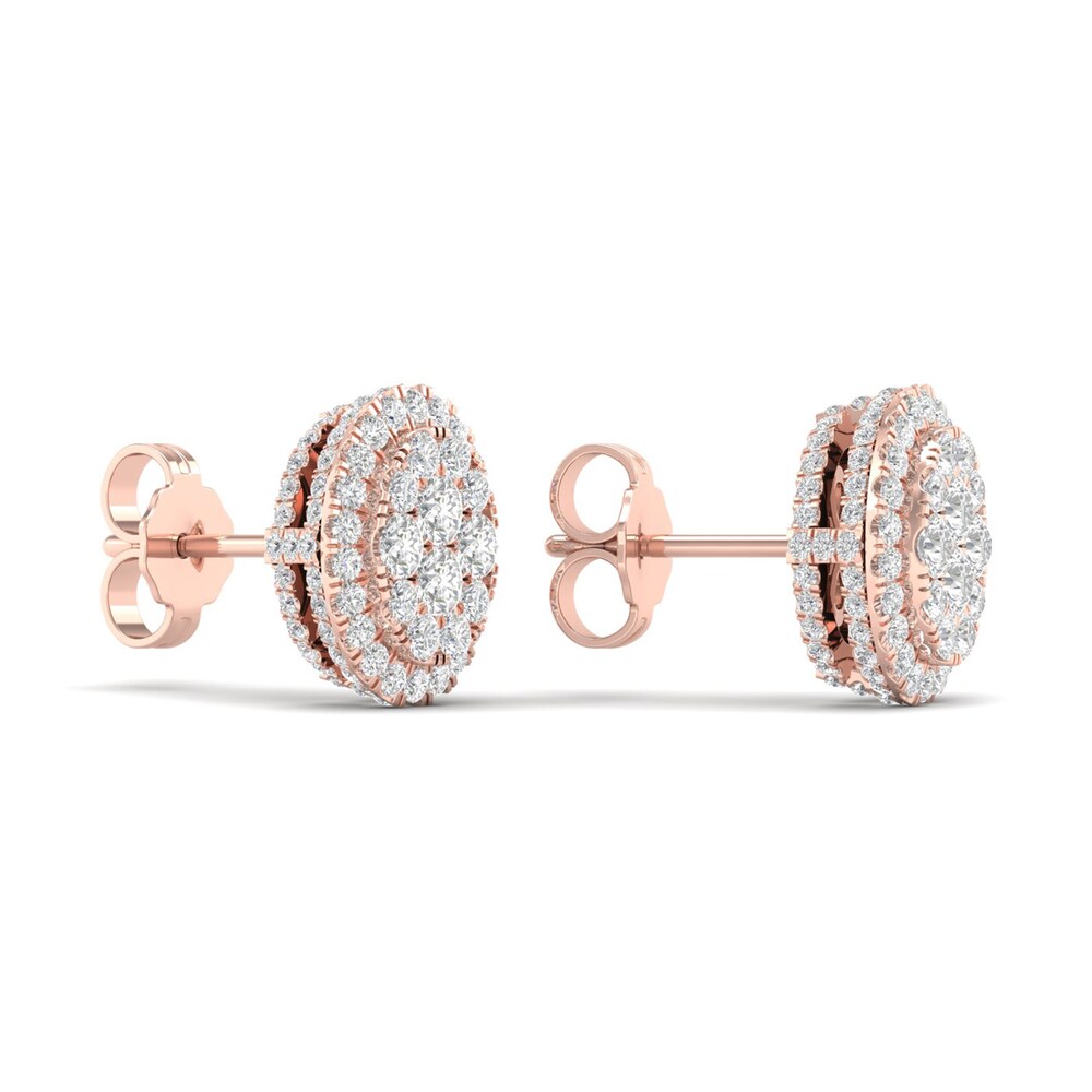 Colorless Diamond Earrings 1 ct tw Round 14K Rose Gold StmUph1C