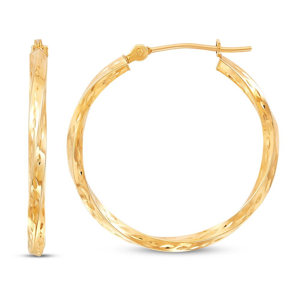 Twisted Hoop Earrings 10K Yellow Gold StwrjFUL