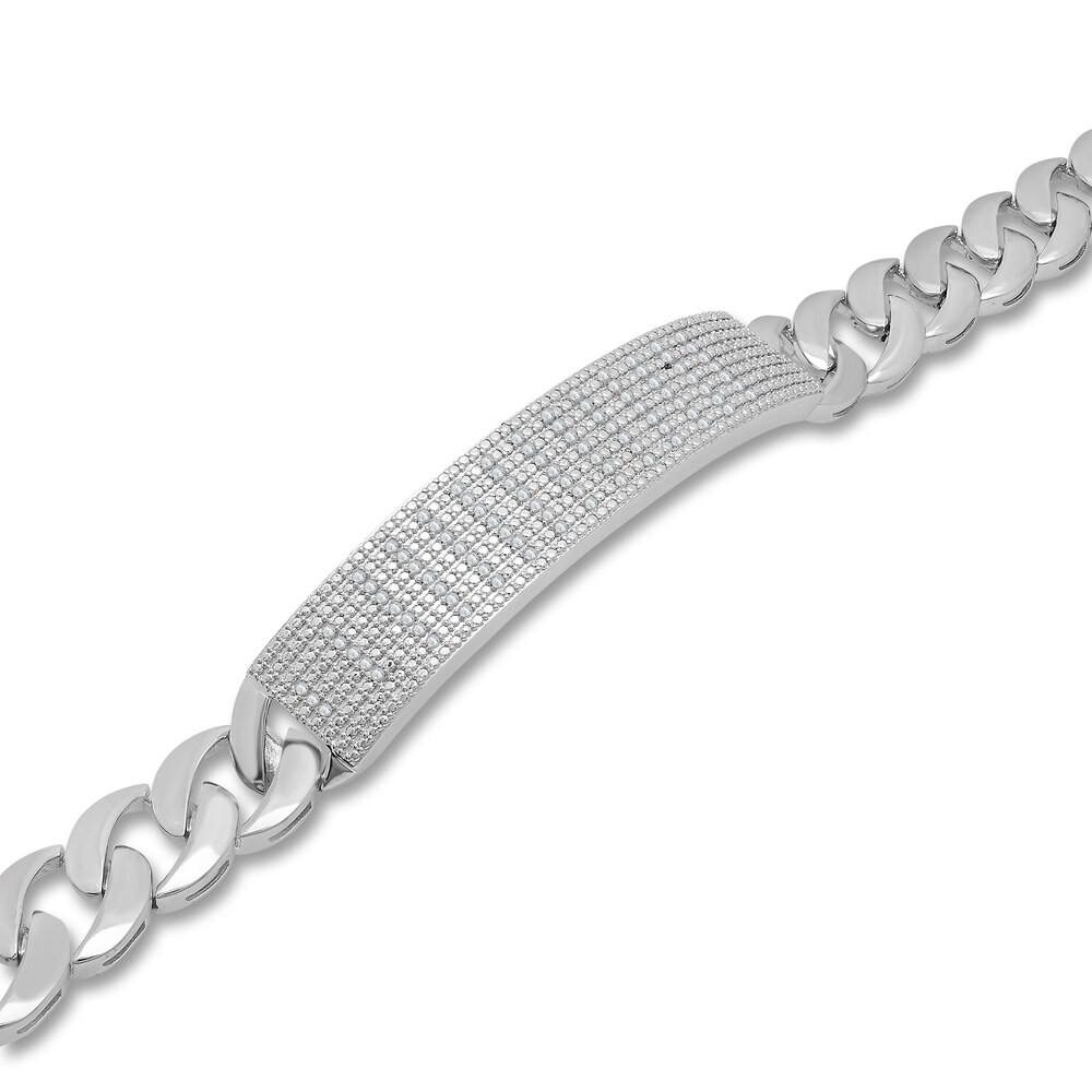 Men\'s Diamond Curb Link Bracelet 1/2 ct tw Round Sterling Silver 8.25\" T0ZDf61n