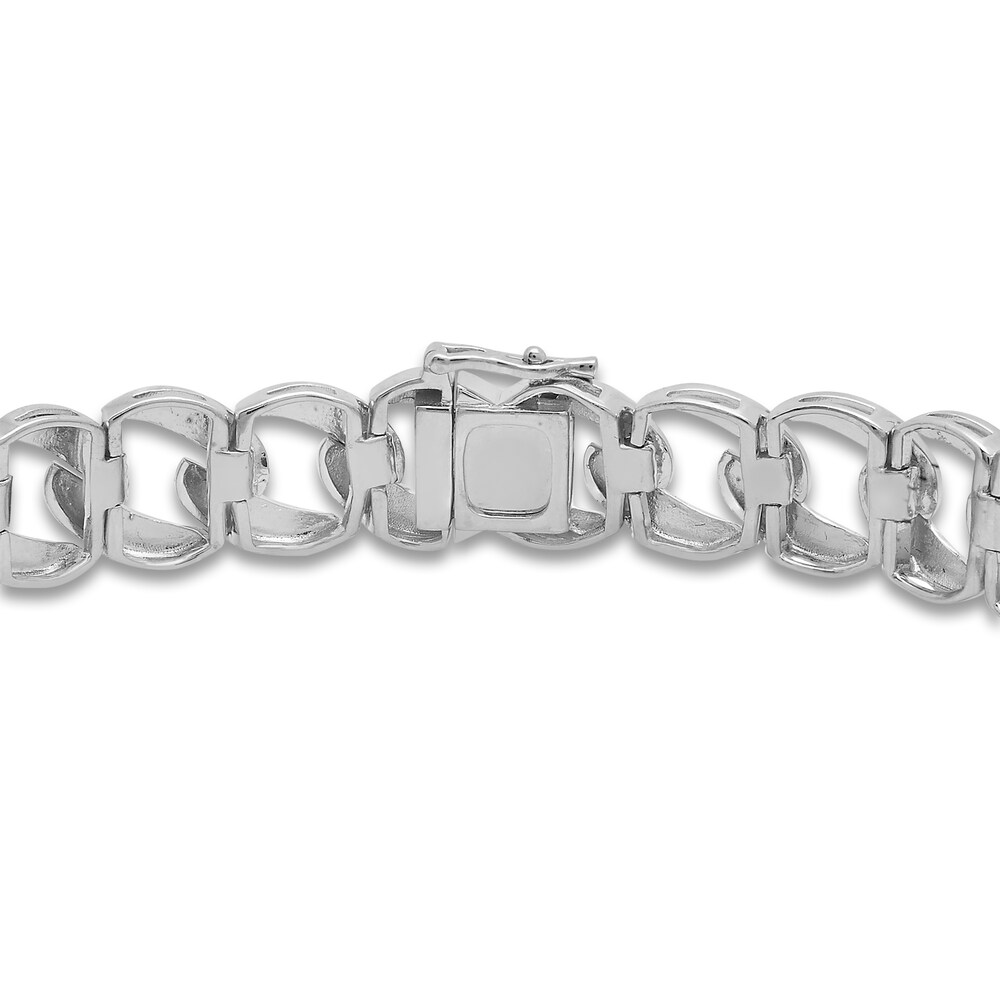 Men\'s Diamond Curb Link Bracelet 1/2 ct tw Round Sterling Silver 8.25\" T0ZDf61n