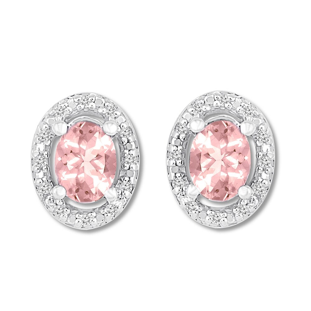 Morganite Earrings 1/15 ct tw Diamonds Sterling Silver T4vaRsH9