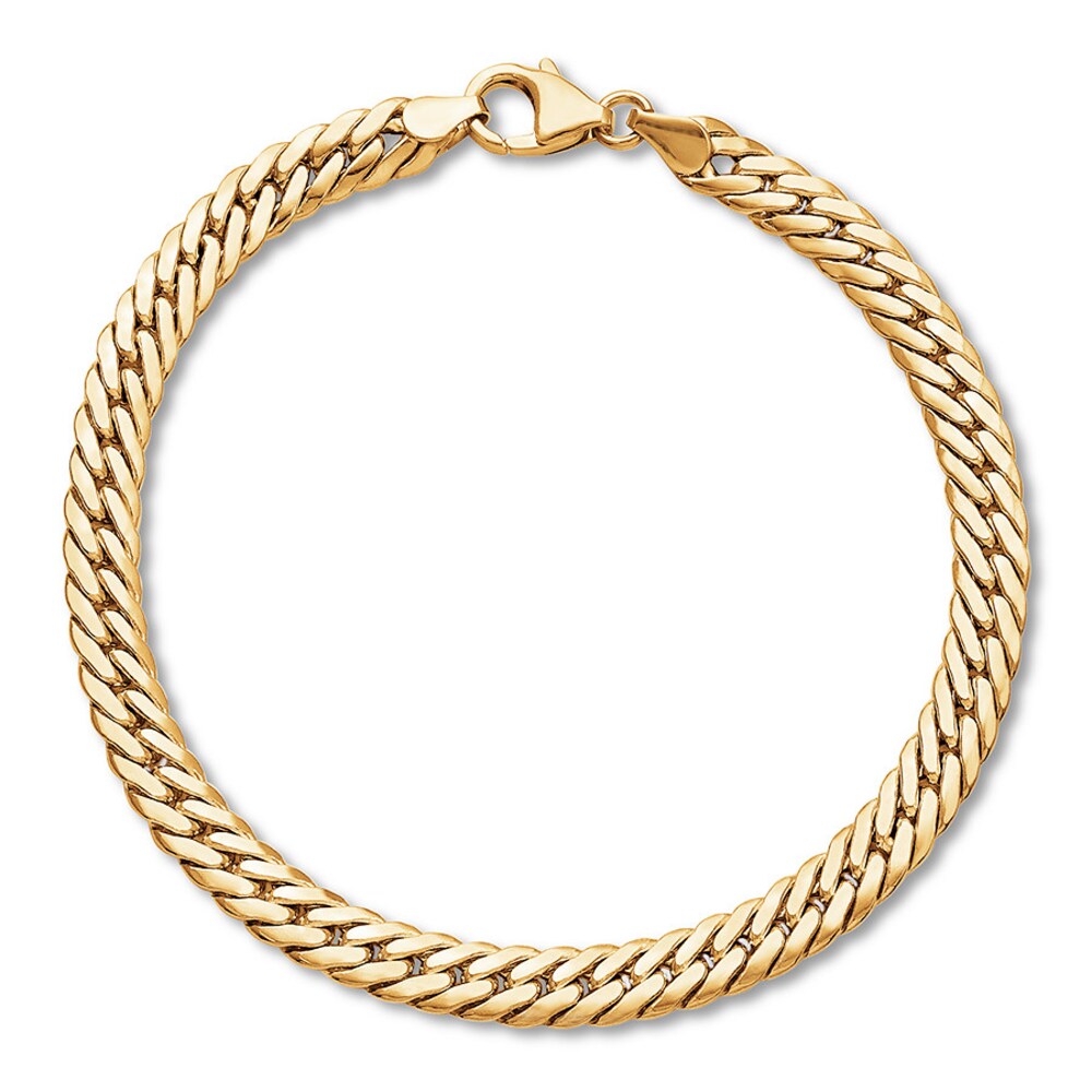 Double Curb Link Bracelet 10K Yellow Gold 8.5\" Length T6x6L1sZ