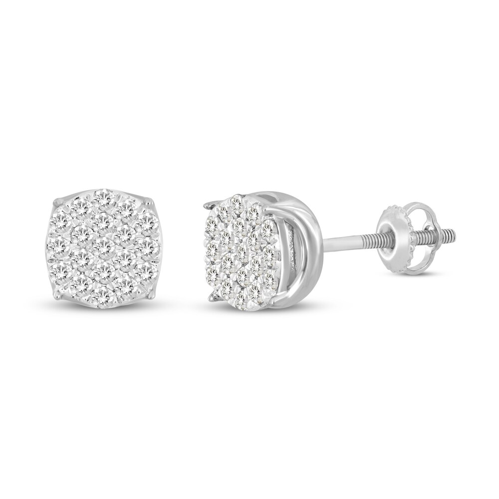 Men\'s Diamond Stud Earrings 1/3 ct tw Round 10K White Gold THvPBl36