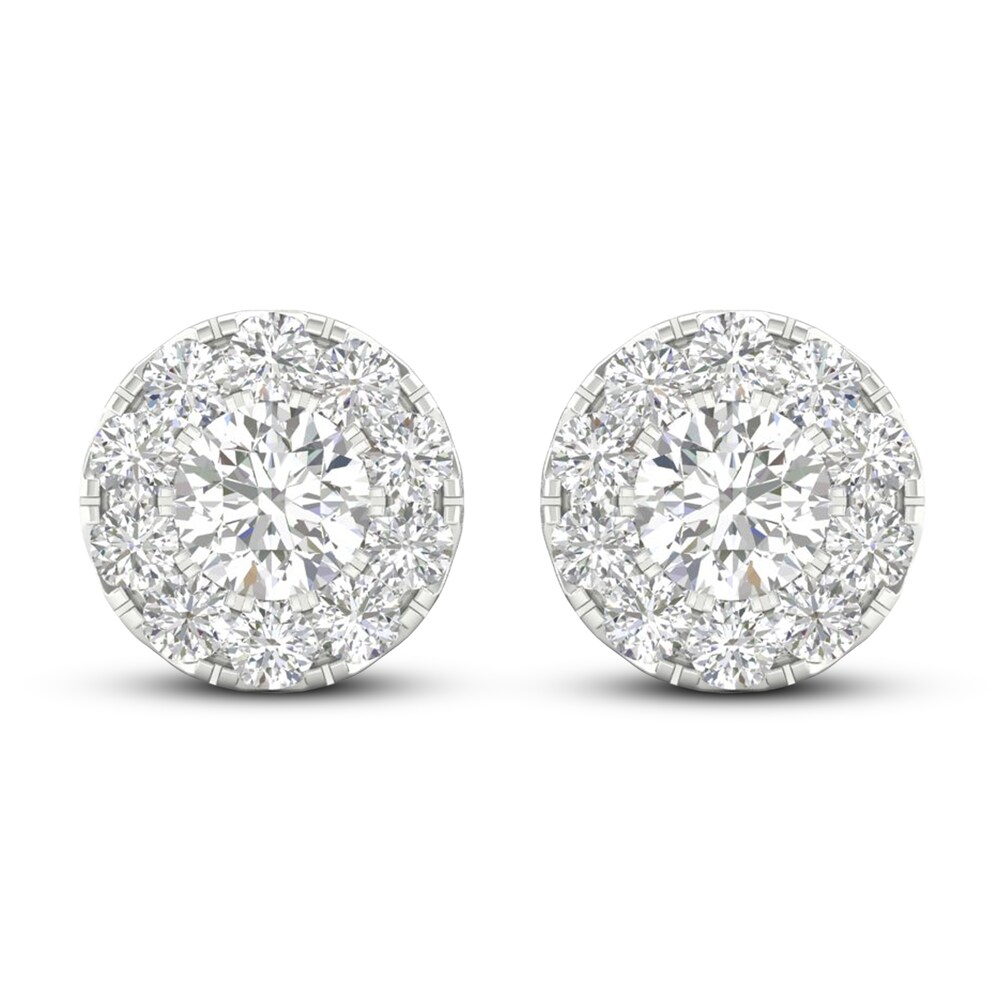 Lab-Created Diamond Stud Earrings 1-1/2 ct tw Round 14K White Gold TWNtFD87