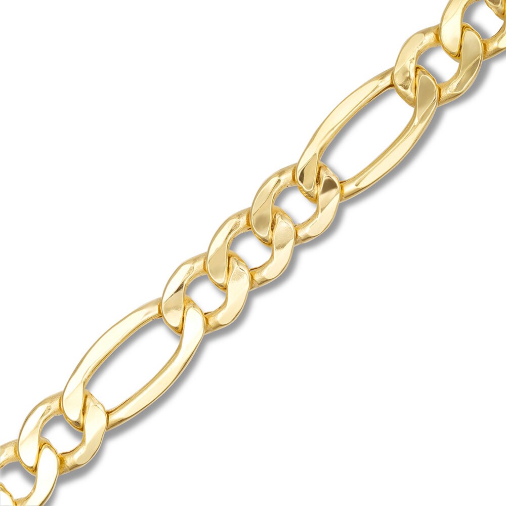 Figaro Link Chain Bracelet 10K Yellow Gold 9\" TjtGUSGa