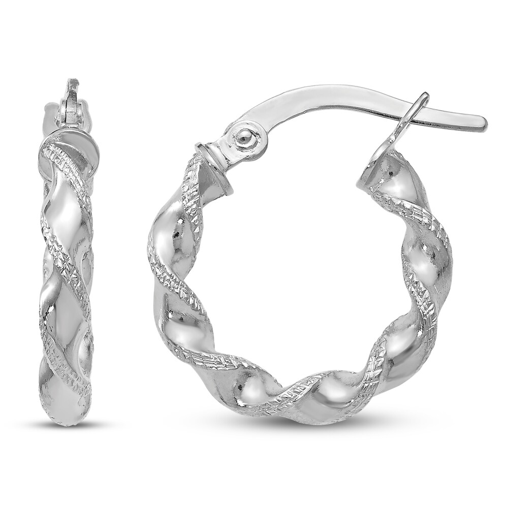 Twisted Hoop Earrings 14K White Gold TvyltL7X [TvyltL7X]