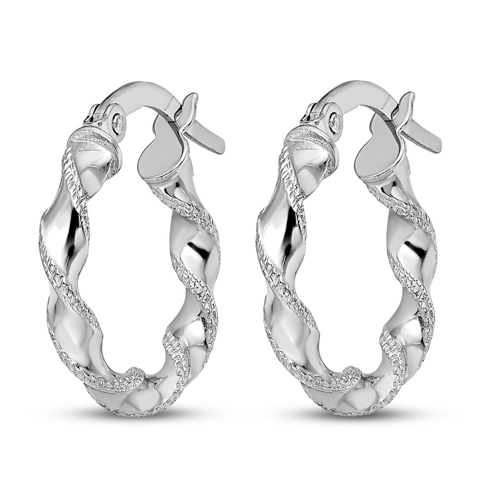 Twisted Hoop Earrings 14K White Gold TvyltL7X