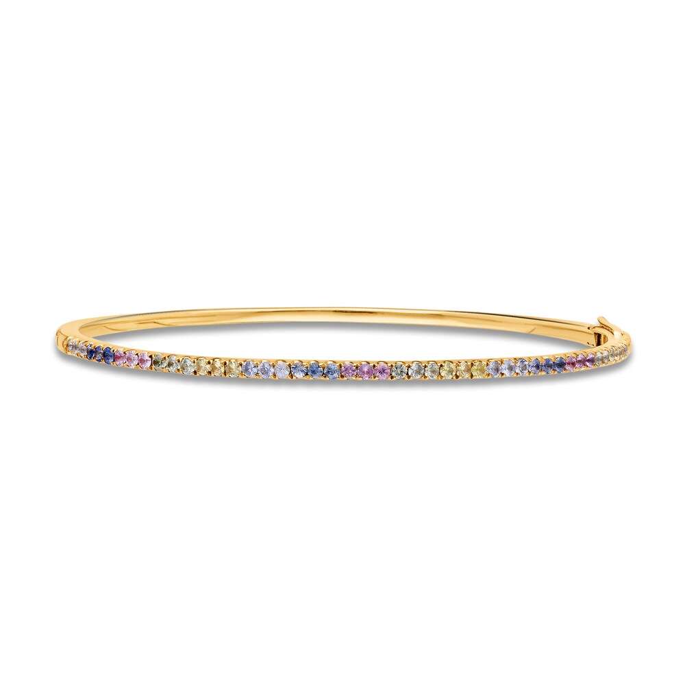 Kallati Multi-Sapphire Bangle Bracelet 1/20 ct tw Diamonds 14K Yellow Gold U9DfVQS7