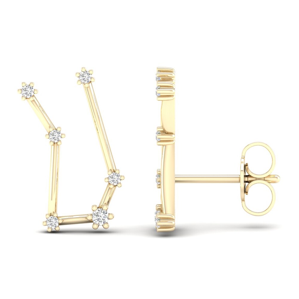 Diamond Gemini Constellation Earrings 1/8 ct tw Round 14K Yellow Gold UL3dG9WG