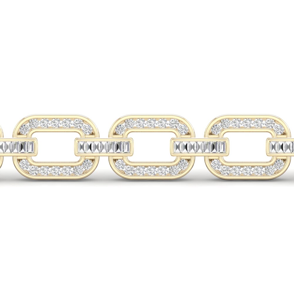 Men\'s Lab-Created Diamond Bracelet 6 ct tw Round/Baguette 14K Yellow Gold UNSLN5kC