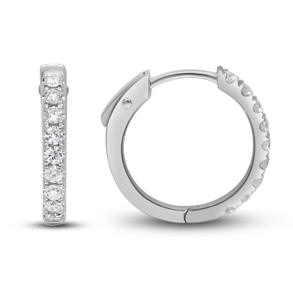 Diamond Hoop Earrings 1/3 ct tw Round 14K White Gold UPZzLgCR