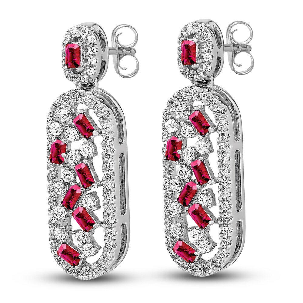 Natural Ruby Earrings 1/2 ct tw Diamonds 14K White Gold UY7q3rwj