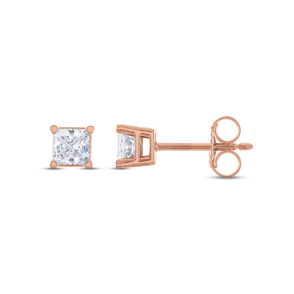 Diamond Solitaire Stud Earrings 3/4 ct tw Princess 14K Rose Gold (I2/I) VDlZxlY4