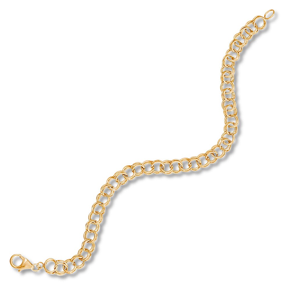 Double Link Bracelet 14K Yellow Gold 7\" Length VH5R9iJl