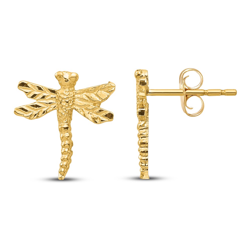 Dragonfly Stud Earrings 14K Yellow Gold VHaDYQ01 [VHaDYQ01]
