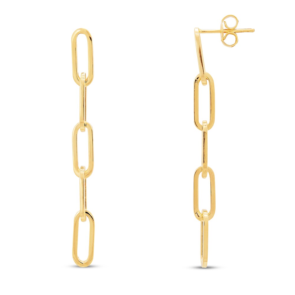 Italia D\'Oro Paper Clip Chain Earrings 14K Yellow Gold VM29wIKQ