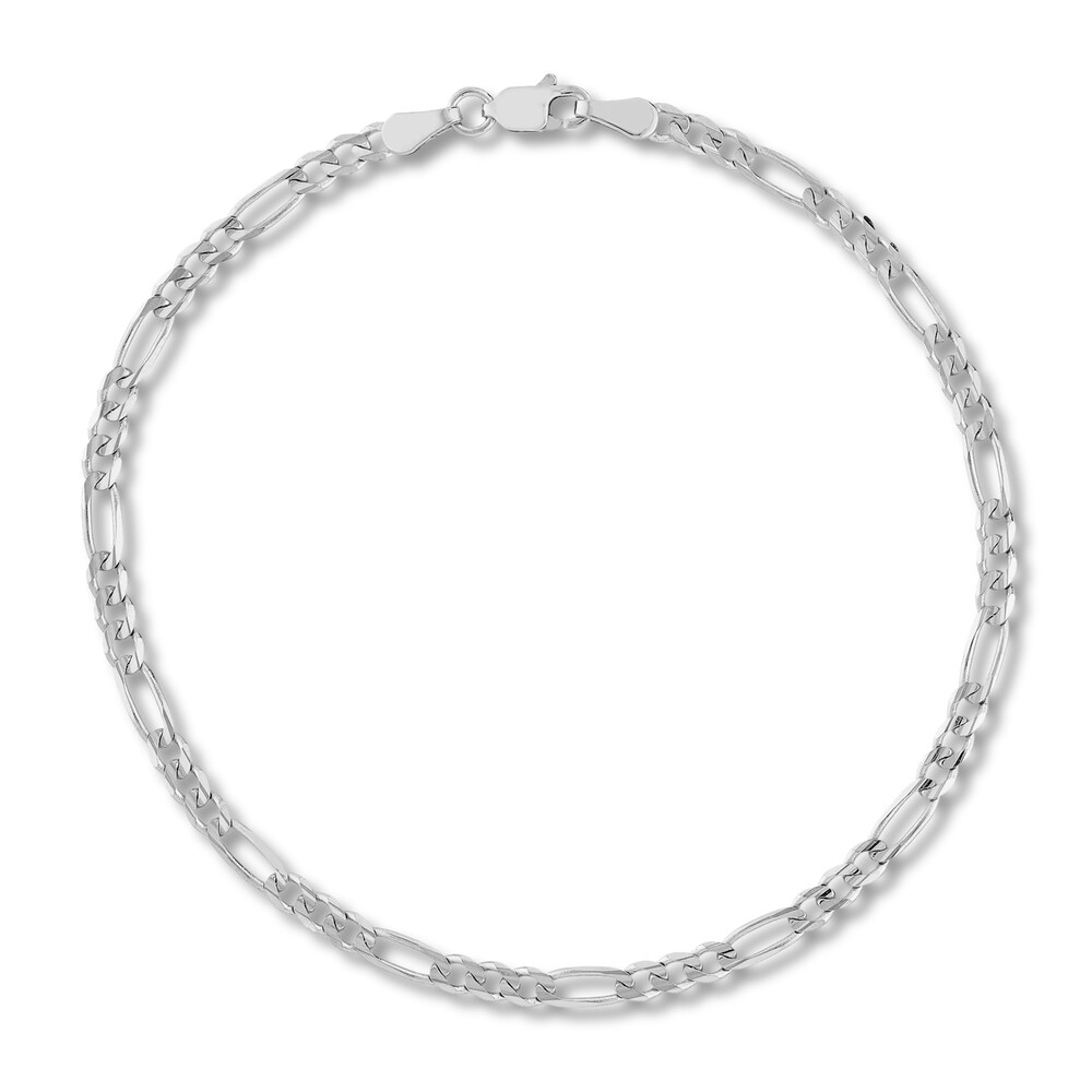 Figaro Chain Bracelet 14K White Gold 8\" VQFgm0iA