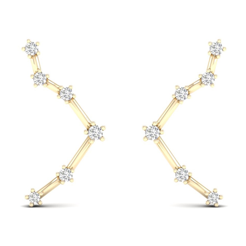 Diamond Libra Constellation Earrings 1/8 ct tw Round 14K Yellow Gold VUM94TGc