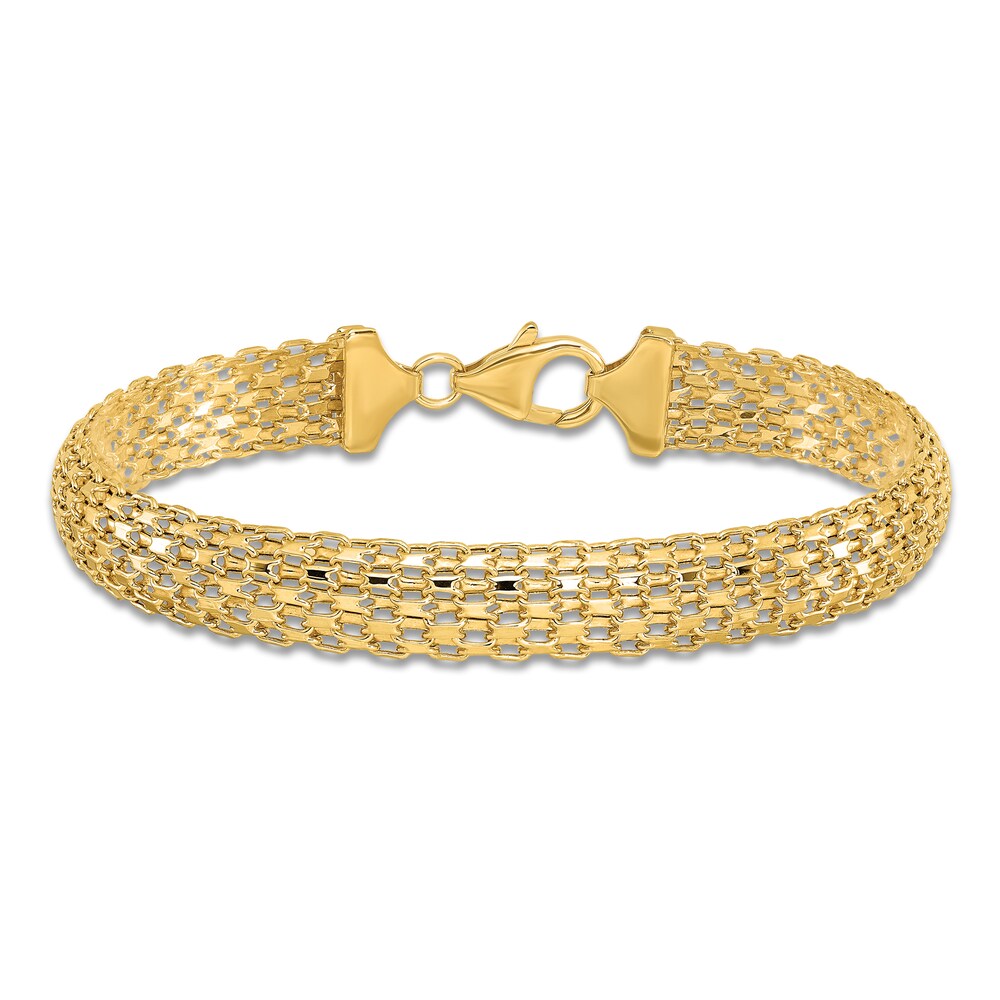 High-Polish Bismark Chain Bracelet 14K Yellow Gold 7.5\" VdrhqbaC