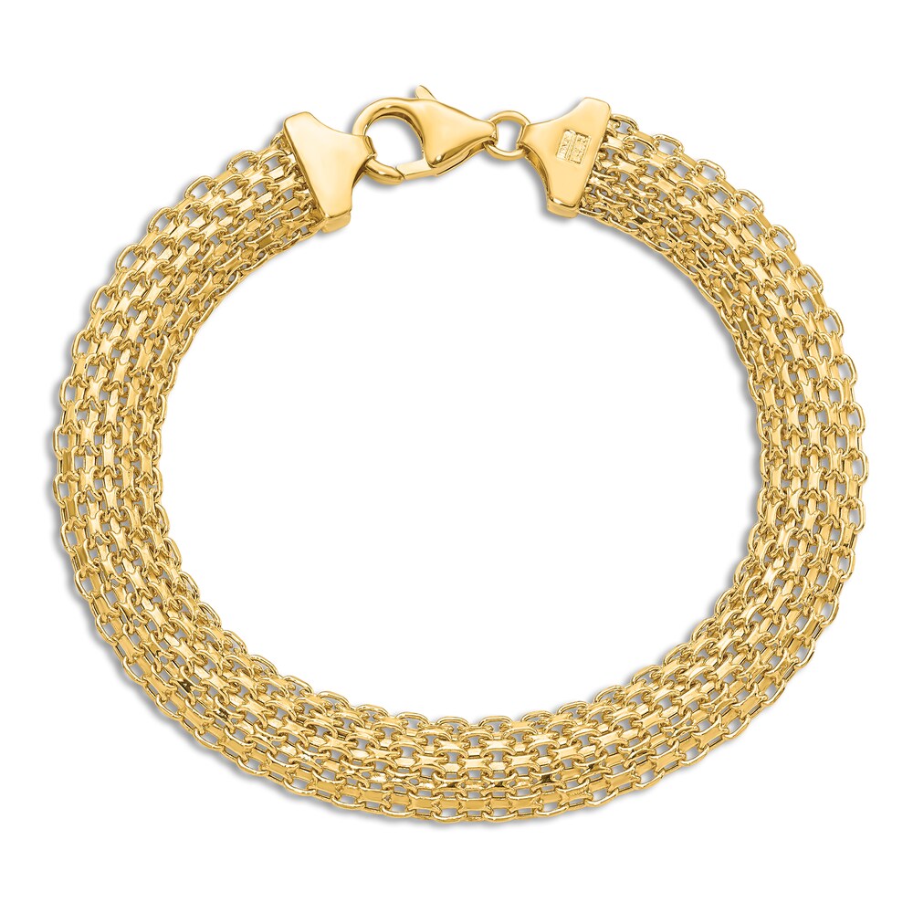 High-Polish Bismark Chain Bracelet 14K Yellow Gold 7.5\" VdrhqbaC