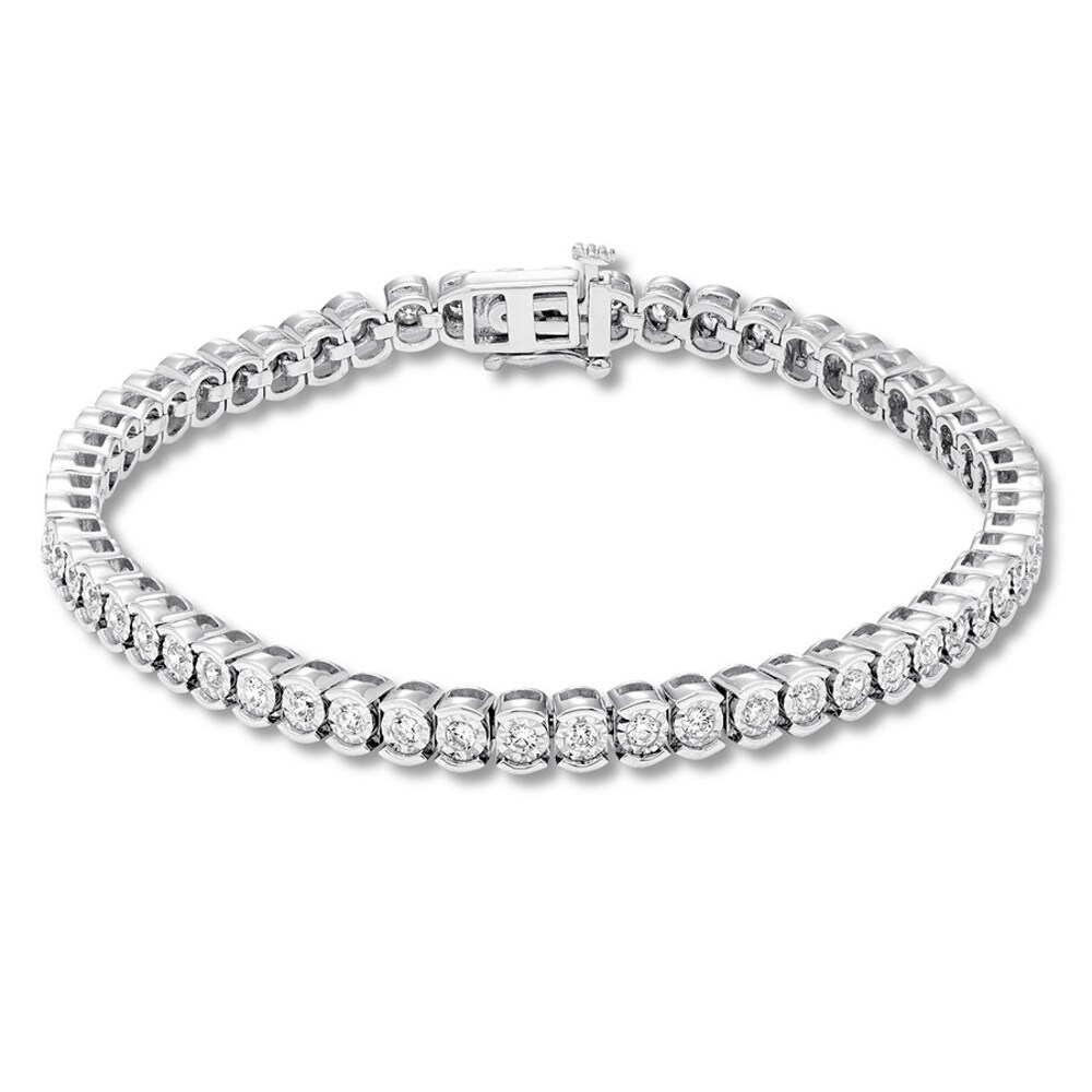 Diamond Bracelet 1-1/2 ct tw Round-cut 14K White Gold VfPqsg5c