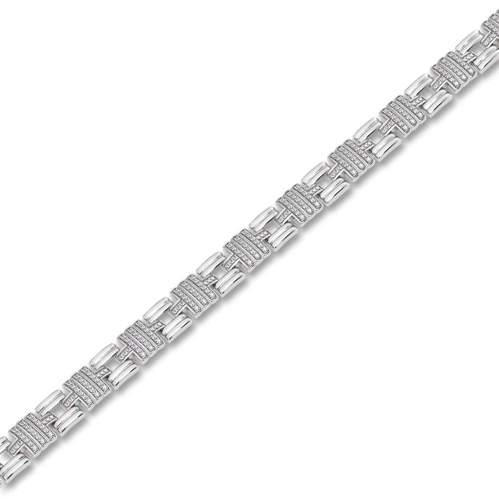 Men\'s Diamond Bracelet 1 ct tw Round 14K White Gold 8.5\" VqetwFs5