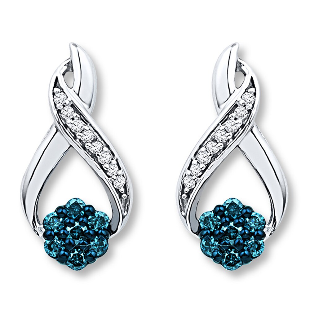 Diamond Earrings 1/5 ct tw Blue/White 10K White Gold VvrAWA8t [VvrAWA8t]
