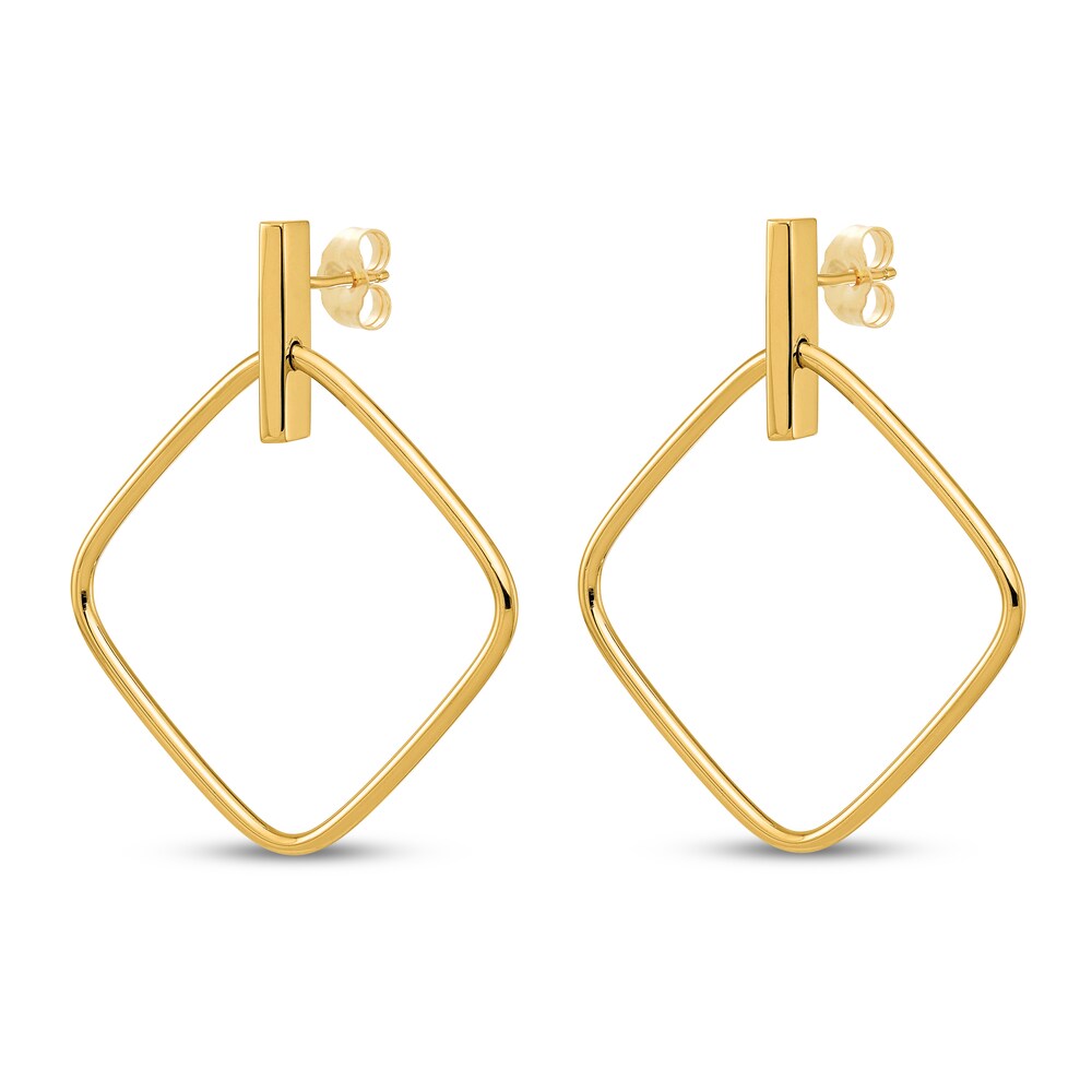 Square Post Dangle Earrings 14K Yellow Gold W2KYaL32