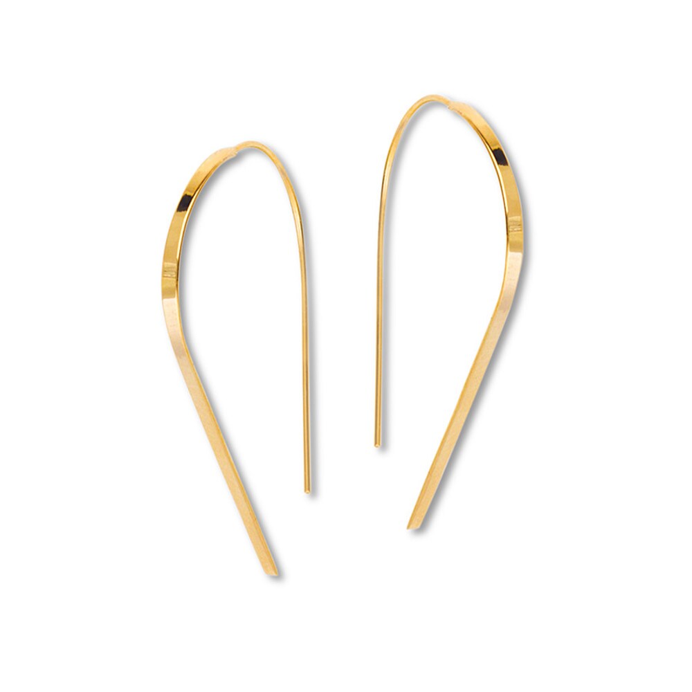 Flat Wire Threader Earrings 14K Yellow Gold WHQRFM22 [WHQRFM22]