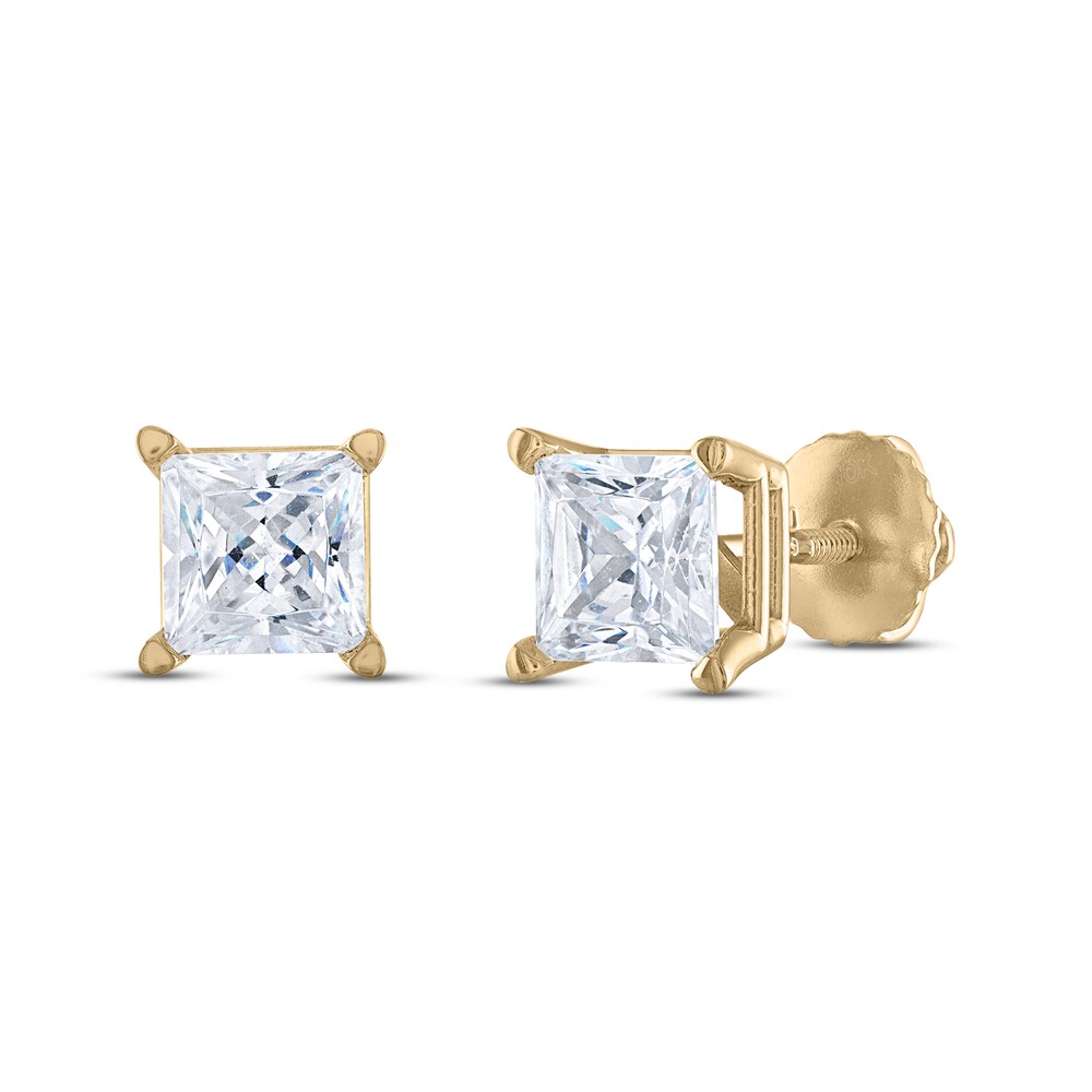 Diamond Solitaire Stud Earrings 2 ct tw Princess 14K Yellow Gold (I1/I) WJwNuWFj