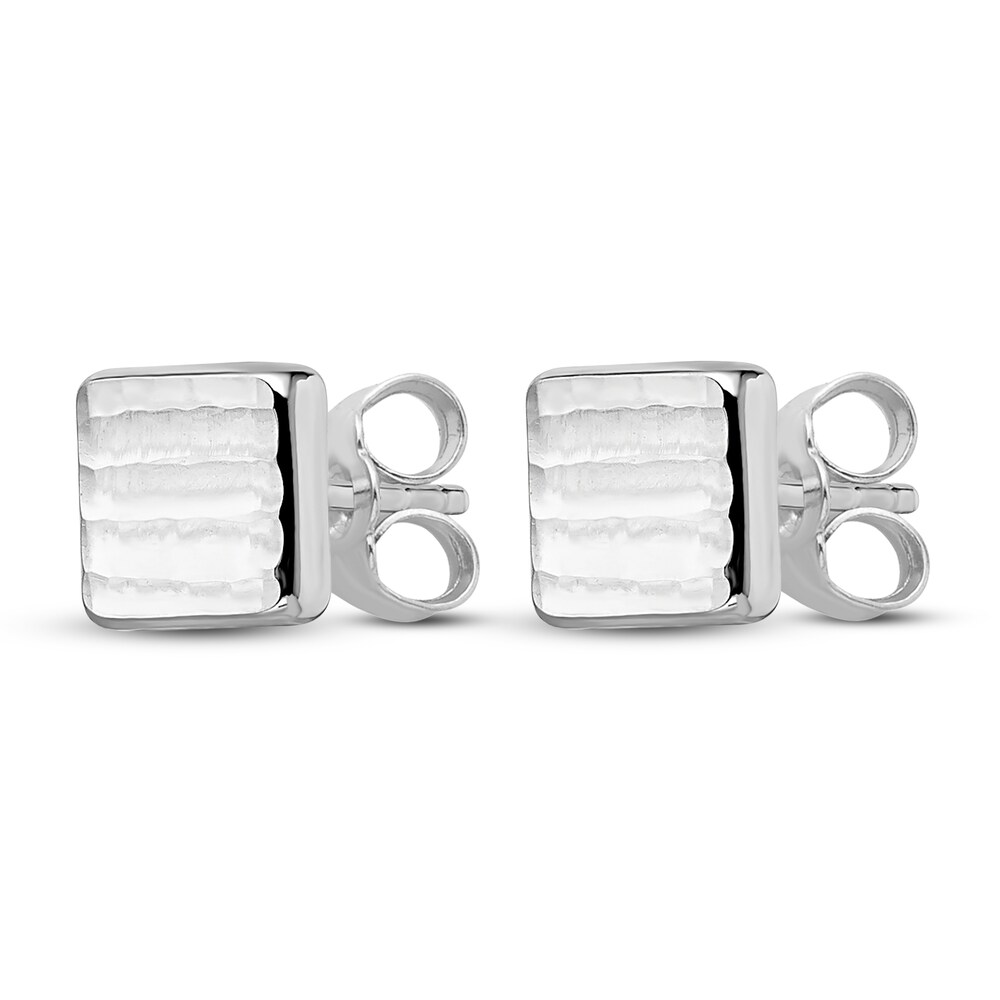 Square Stud Earrings 14K White Gold WKD3ZzZ4