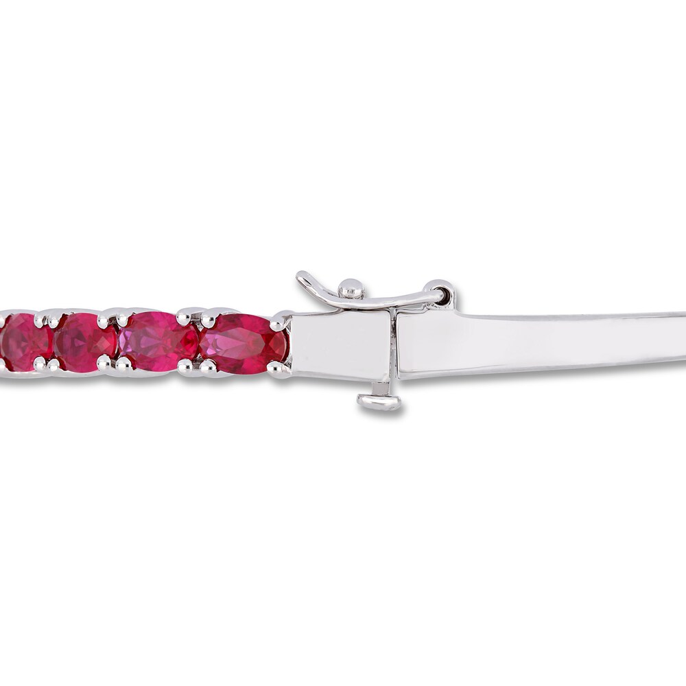 Lab-Created Ruby Oval Bracelet Round Sterling Silver WKQHgHzv