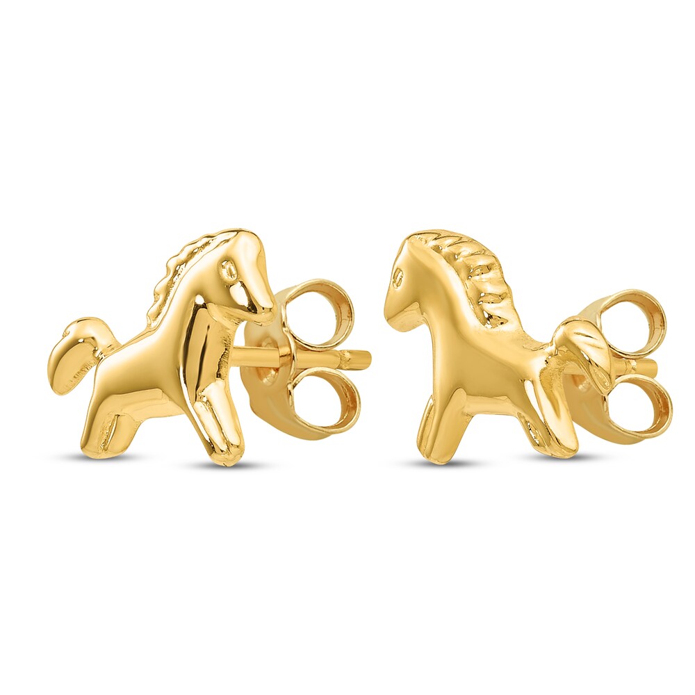 Pony Stud Earrings 14K Yellow Gold WLB1wIW6
