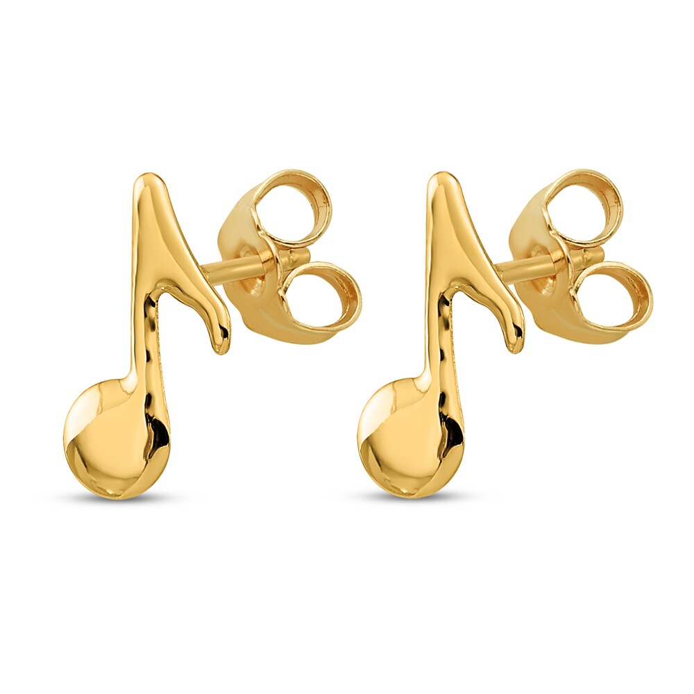 Music Note Stud Earrings 14K Yellow Gold WOqQl6Iq