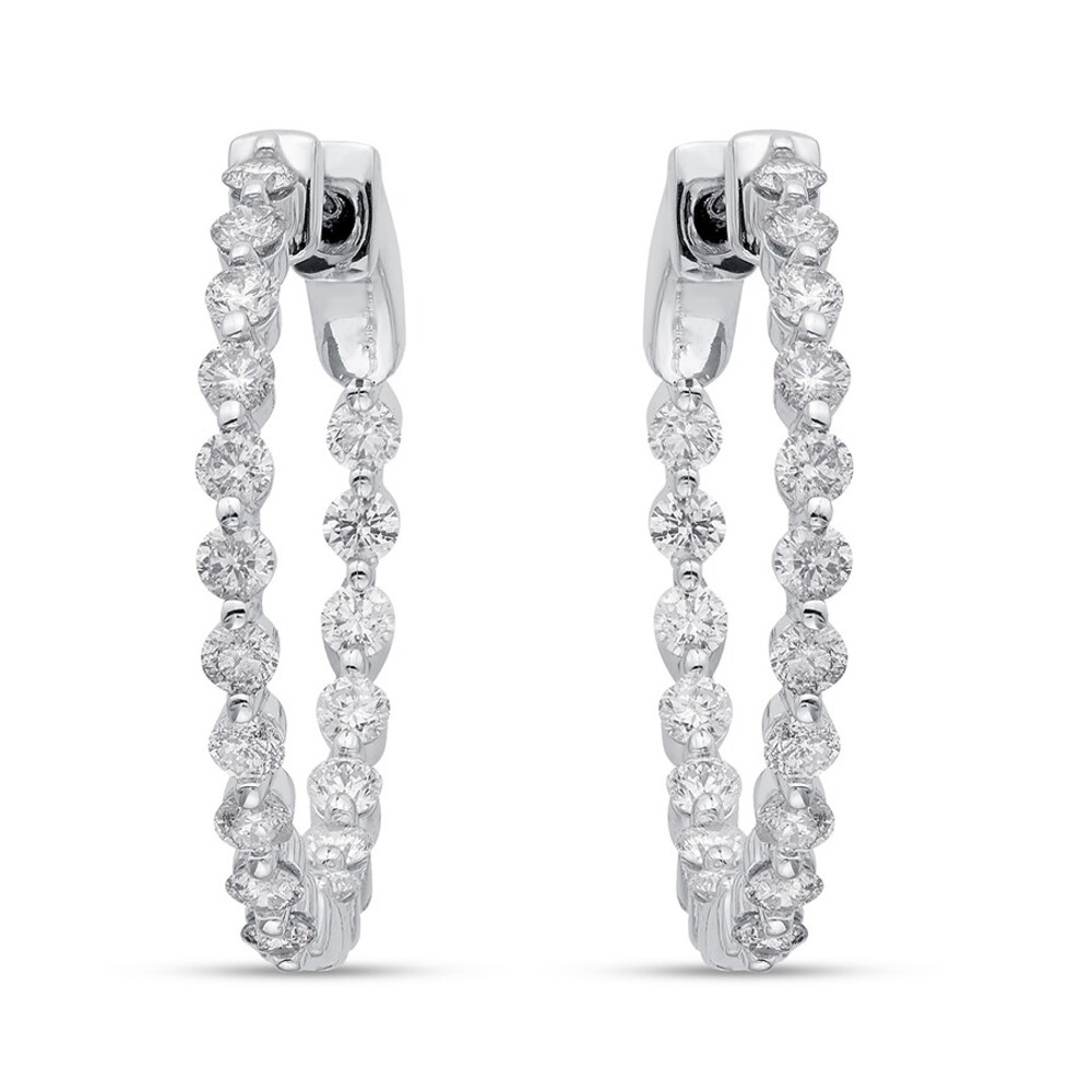 Diamond Hoop Earrings 1-1/2 ct tw Round-cut 14K White Gold WRJO40wt