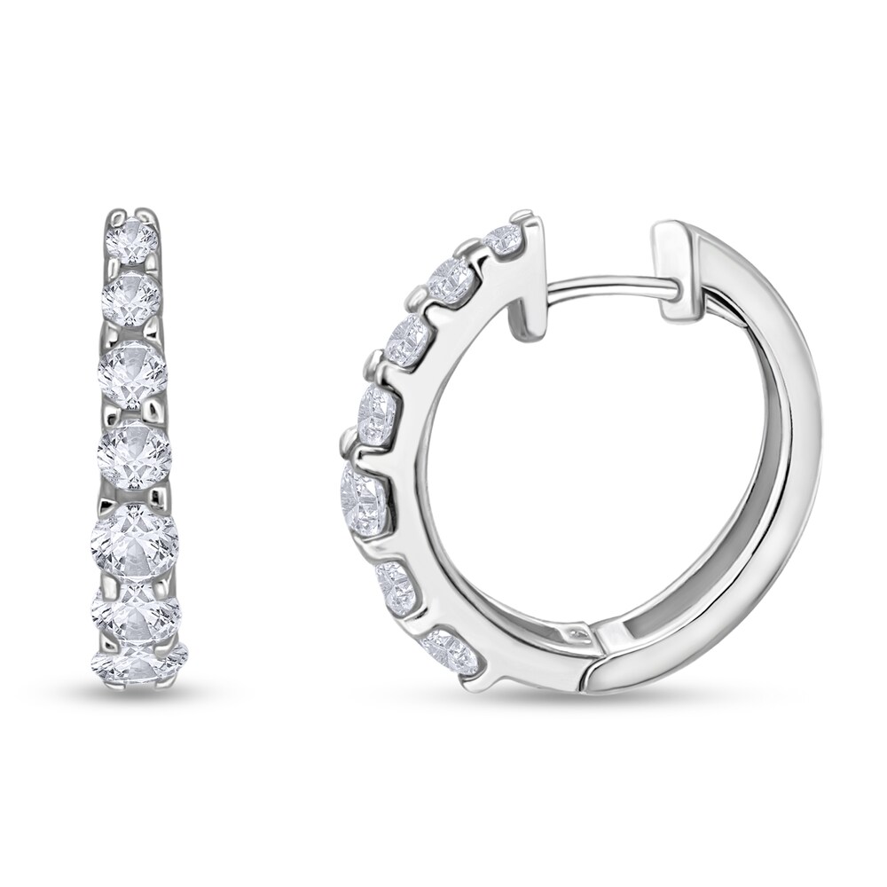 Diamond Hoop Earrings 1 ct tw Round 14K White Gold WShbdcvk